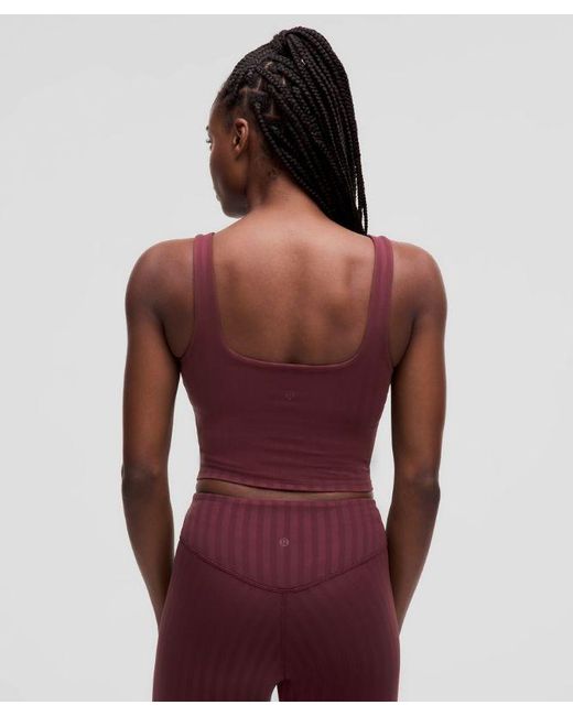 lululemon athletica Red Wunder Under Cropped Tank Top Light Support, C/D Cup Tonal Stripe