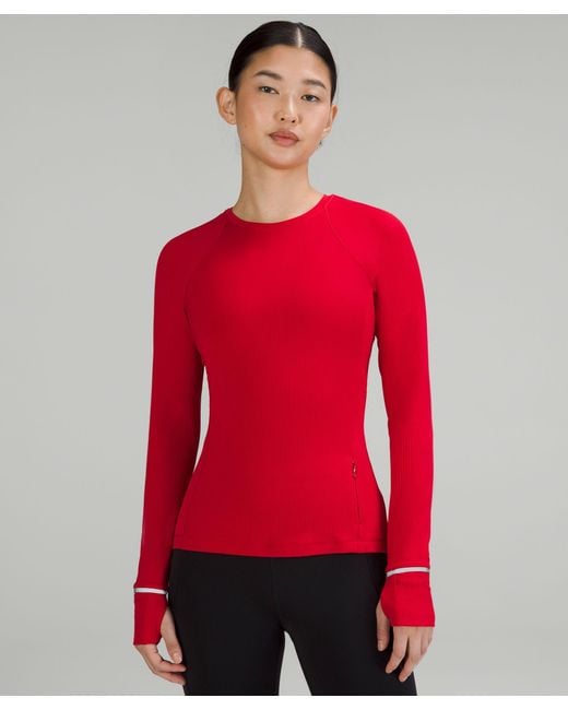lululemon athletica Red It's Rulu Ribbed Long-Sleeve Shirt