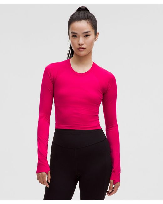 lululemon athletica Pink Swiftly Tech Cropped Long-Sleeve Shirt.0