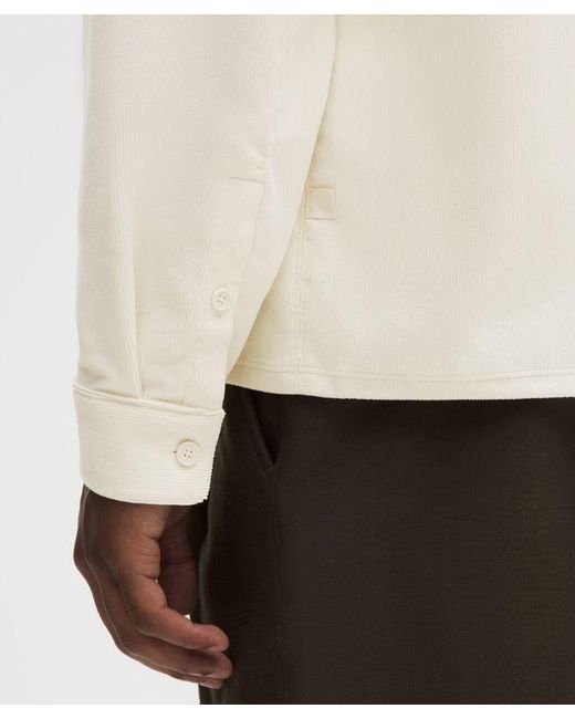 lululemon athletica White – Corduroy Relaxed-Fit Long-Sleeve Button-Up Shirt – – Size Large for men