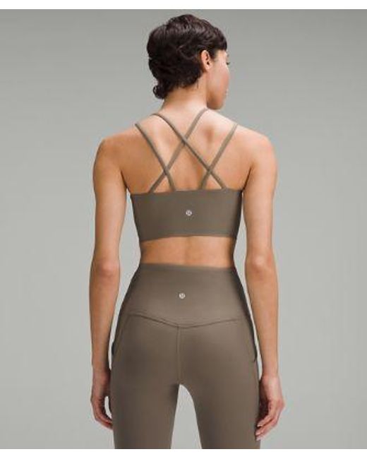 lululemon athletica Green – Like A Cloud Ribbed Longline Sports Bra Light Support, B/C Cup – – Size 14