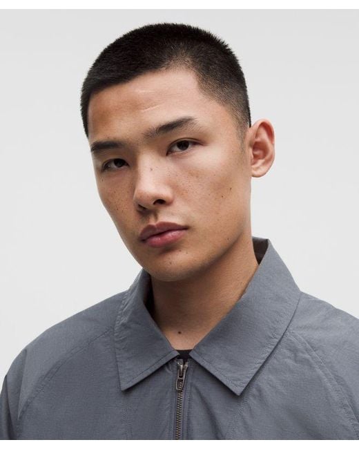 lululemon athletica Gray Cotton-Blend Collared Jacket for men