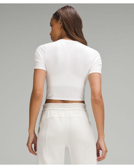 lululemon athletica White Hold Tight Straight-Hem Cropped T-Shirt