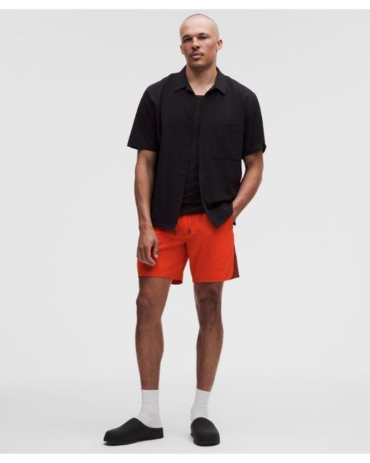 lululemon athletica Red Crinkle Nylon Swim Short 7" for men