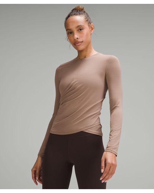 lululemon athletica Gray Light Smoothcover Wrap-front Long-sleeve Shirt