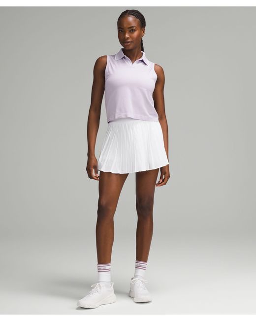 lululemon athletica White Swiftly Tech Sleeveless Polo Shirt Colour Tip