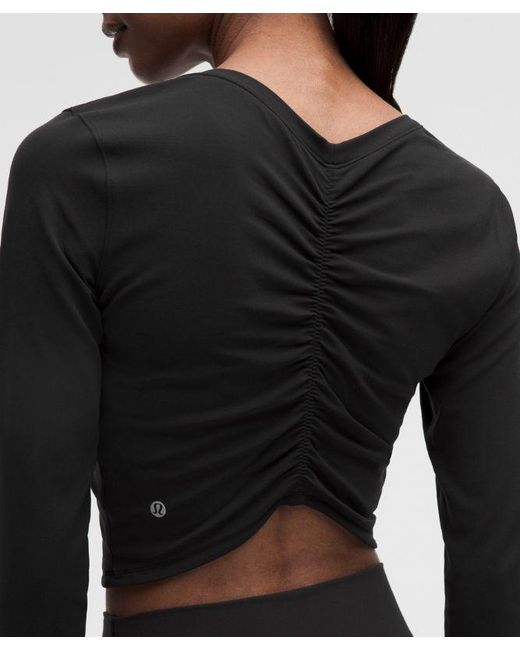 lululemon athletica Black – All It Takes Centre-Ruched V-Neck Long-Sleeve Shirt – – Size 14