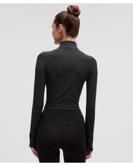 lululemon athletica Black It's Rulu Ribbed Cropped Half Zip
