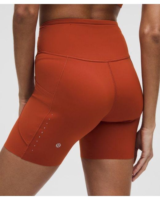 lululemon athletica Orange Fast And Free High-Rise Short 6"