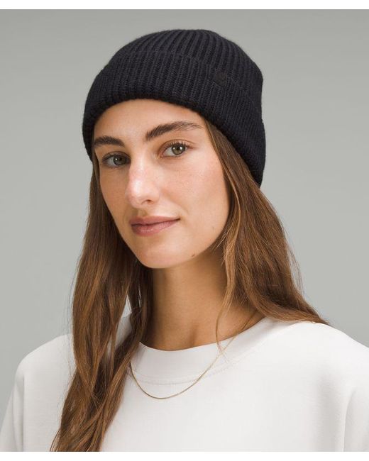 lululemon athletica Black Close-Fit Wool-Blend Ribbed Knit Beanie