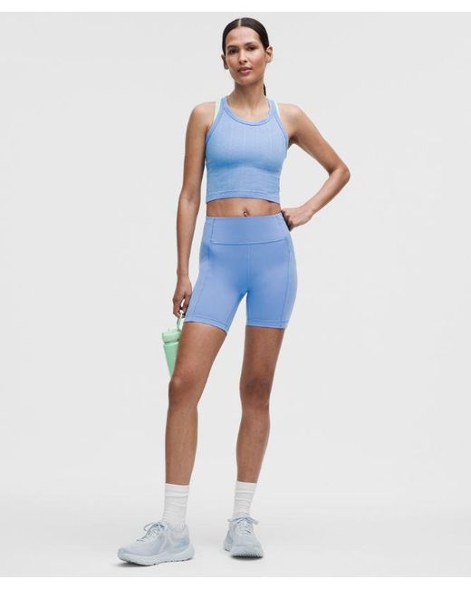 lululemon athletica Blue Swiftly Pointelle Cropped Racerback Tank Top