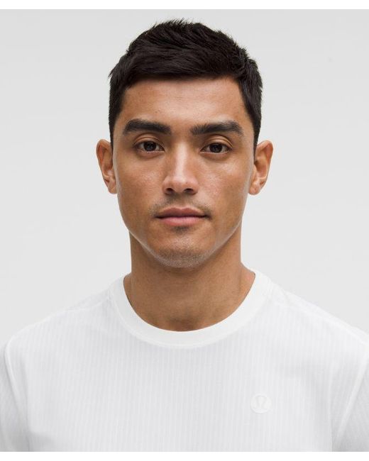 lululemon athletica White Uv-Protective Striped Mesh Tennis T-Shirt for men