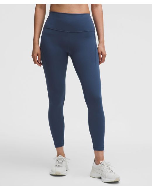 lululemon athletica Blue – Wunder Train High-Rise Tight Leggings With Pockets – 25" – – Size 4