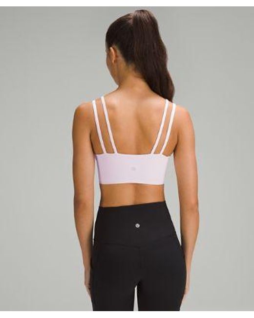 lululemon athletica Gray Like A Cloud Strappy Longline Ribbed Bra Light Support, B/c Cup
