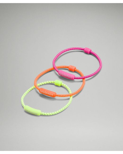 lululemon athletica Gray Silicone Hair Ties 3 Pack - Color Yellow/orange/pink