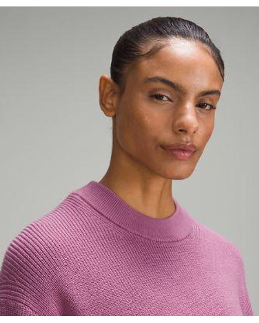 lululemon athletica Purple Merino Wool-blend Ribbed Crewneck Sweater