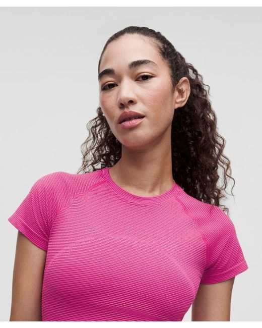 lululemon athletica Pink Swiftly Tech Cropped Short-Sleeve Shirt 2
