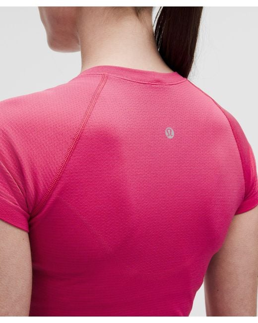 lululemon athletica Pink Swiftly Tech Cropped Short-Sleeve Shirt 2