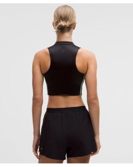 lululemon athletica Black – Satin Shine Full-Zip Tank Top Medium Support, B/C Cup Stripe – – Size Medium