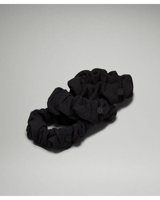 lululemon athletica Black Uplifting Scrunchies Textured 3 Pack