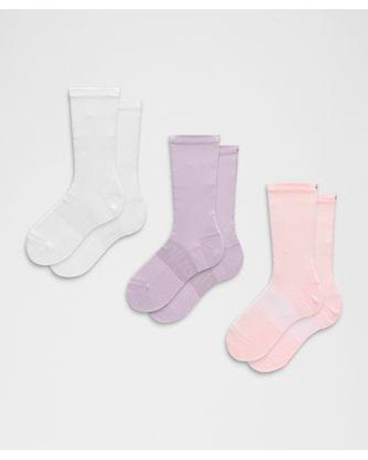 lululemon athletica Pink – Power Stride Crew Socks 3 Pack – – Size Large