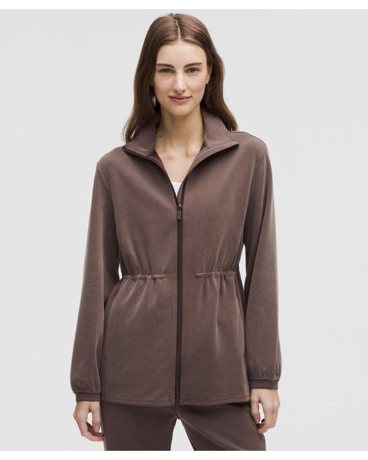 lululemon athletica Brown Softstreme Cinch-Waist Full-Zip Jacket