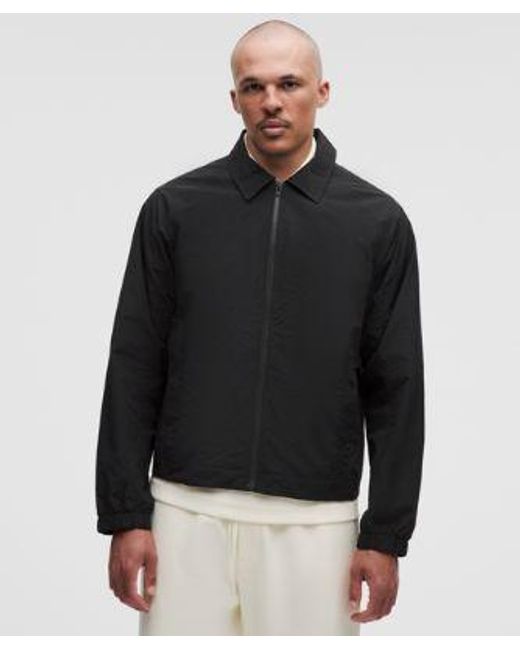 lululemon athletica Black Cotton-Blend Collared Jacket for men