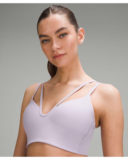 lululemon athletica Purple Like A Cloud Strappy Longline Ribbed Bra Light Support, B/c Cup