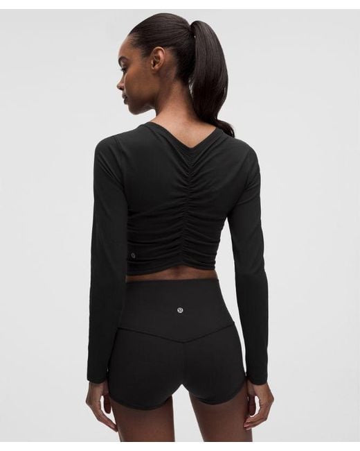 lululemon athletica Black – All It Takes Centre-Ruched V-Neck Long-Sleeve Shirt – – Size 14