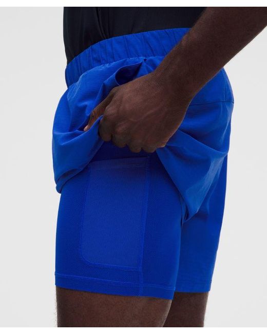 lululemon athletica Blue – Mile Maker Lined Shorts – 6" – – Size Large for men