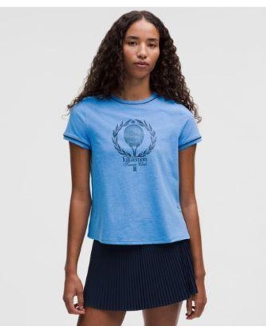 lululemon athletica Blue Crewneck Tennis Short-Sleeve Shirt