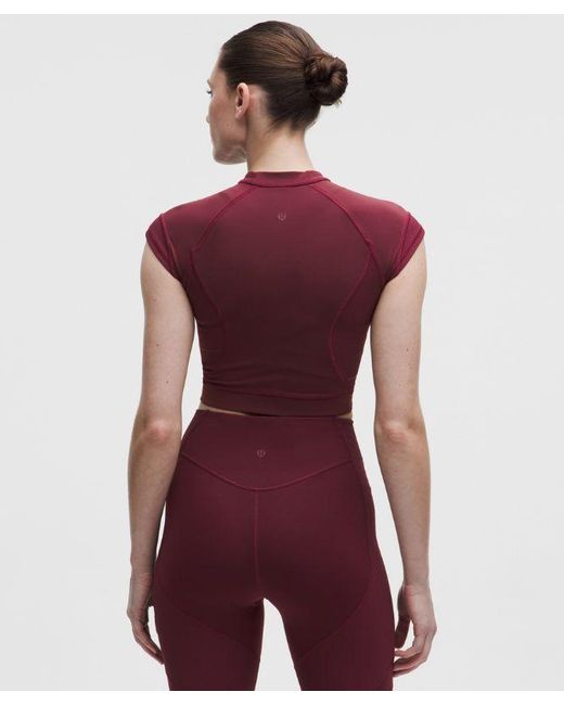 lululemon athletica Red – Everlux Panelled Short-Sleeve Shirt – Color Burgundy/ – Size Large