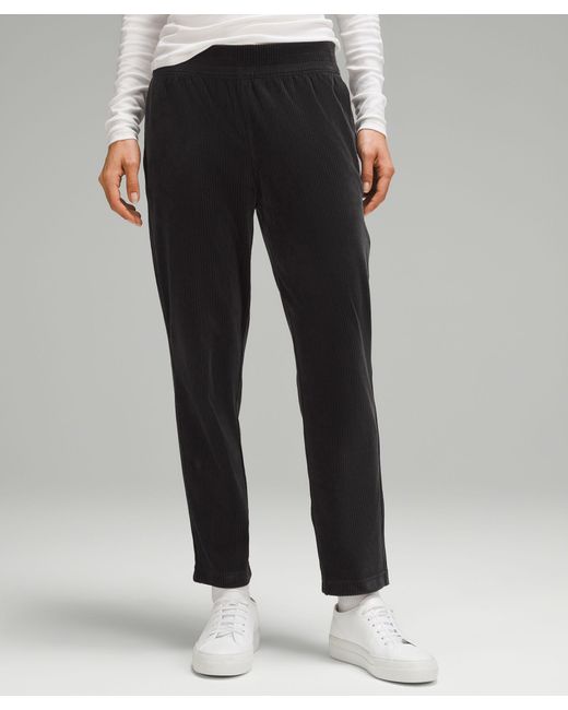 lululemon athletica Black Scuba Mid-rise Straight-leg Pants 7/8 Length Velvet Cord