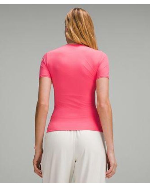 lululemon athletica Pink – 'Wundermost Ultra-Soft Nulu Hip-Length Crew Short-Sleeve Shirt – –