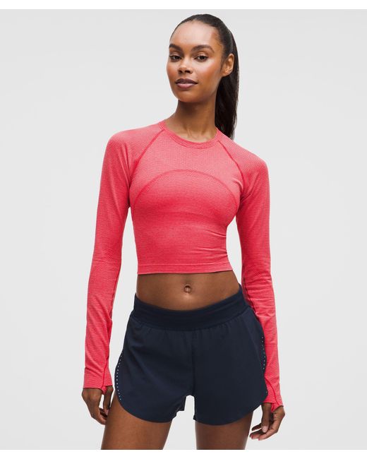lululemon athletica Red Swiftly Tech Cropped Long-Sleeve Shirt 2