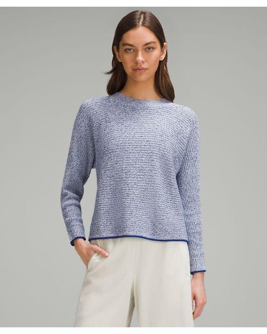 lululemon athletica Crewneck Sweater - Silk-blend - Color Blue/white/yellow - Size L