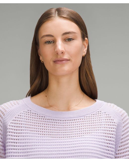 lululemon athletica Purple Pointelle-knit Cotton Sweater