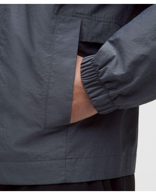 lululemon athletica Gray Cotton-Blend Collared Jacket for men
