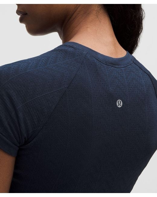 lululemon Swiftly Pointelle Cropped Short-Sleeve Shirt in Blue | Lyst