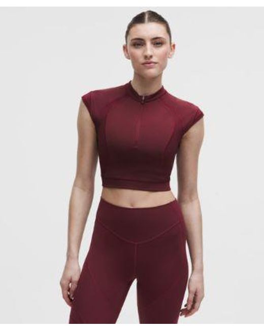 lululemon athletica Red – Everlux Panelled Short-Sleeve Shirt – Color Burgundy/ – Size Large