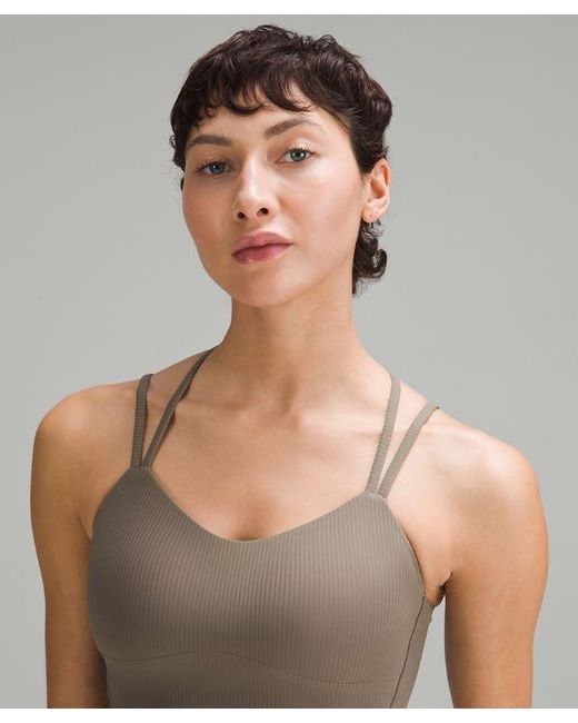 lululemon athletica Green – Like A Cloud Ribbed Longline Sports Bra Light Support, B/C Cup – – Size 14