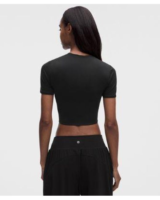 lululemon athletica Black Wundermost Ultra-Soft Nulu Crewneck Cropped T-Shirt