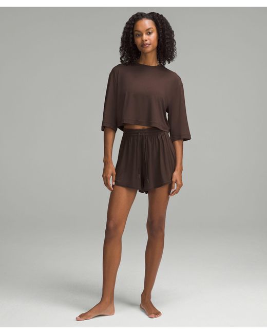 lululemon athletica Brown Modal Relaxed-fit Cropped Short-sleeve Shirt