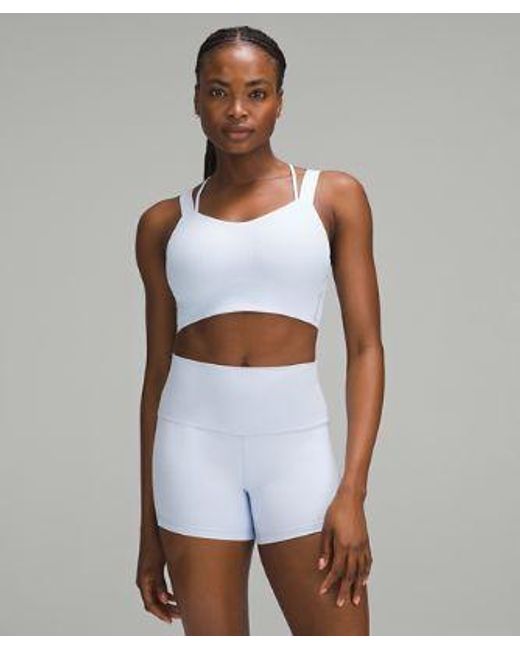 lululemon athletica White Like A Cloud Longline Ribbed Bra Light Support, D/dd Cups