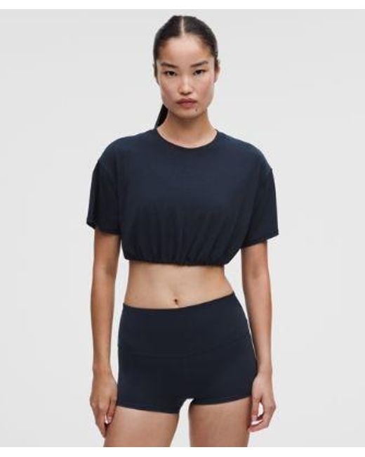 lululemon athletica Blue – Jersey Training Super-Cropped T-Shirt – – Size 4