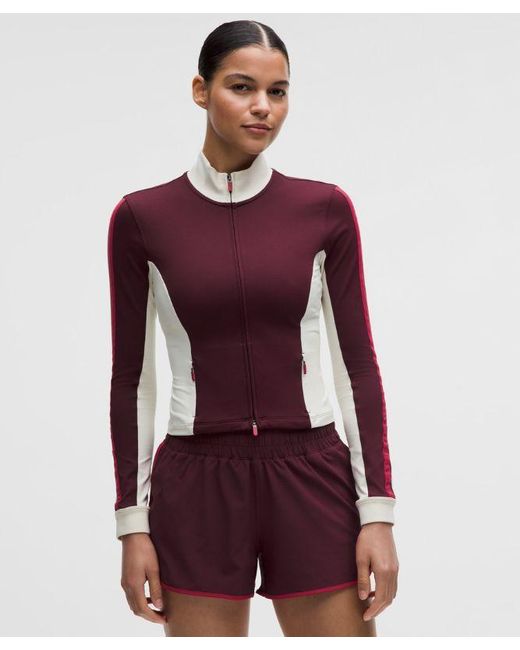 lululemon athletica Red – Striped Slim-Fit Track Jacket – Color Burgundy/ – Size Small