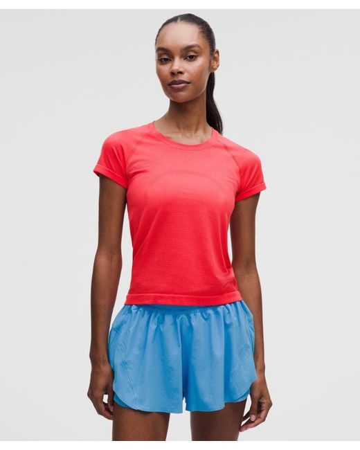 lululemon athletica Red – Swiftly Tech Short-Sleeve Shirt 2.0 Waist Length – – Size 14