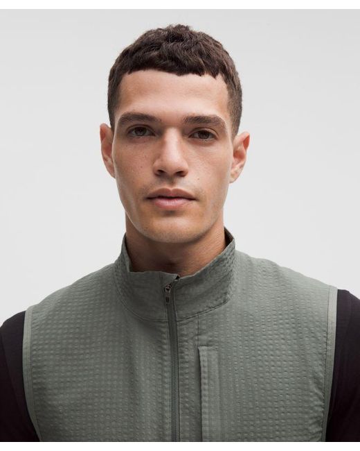 lululemon athletica Gray Grid Fleece Full-Zip Vest for men
