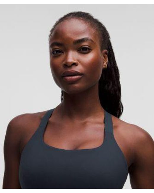 lululemon athletica Blue – Ultralu Square-Neck Workout Sports Bra Medium Support, D/Dd Cup – – Size 14