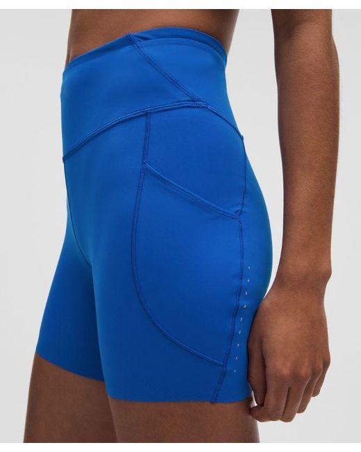 lululemon athletica Blue Fast And Free High-Rise Short 6"